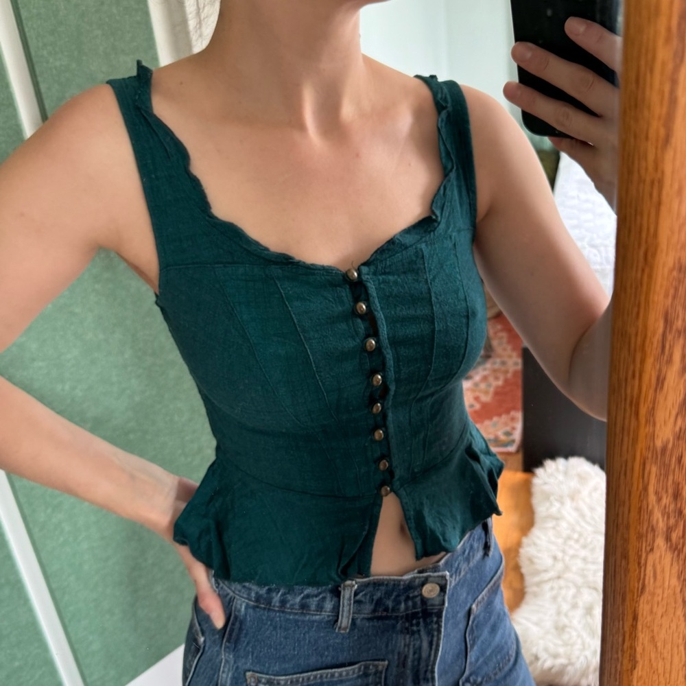 Intimately Free People teal stretch corset top small